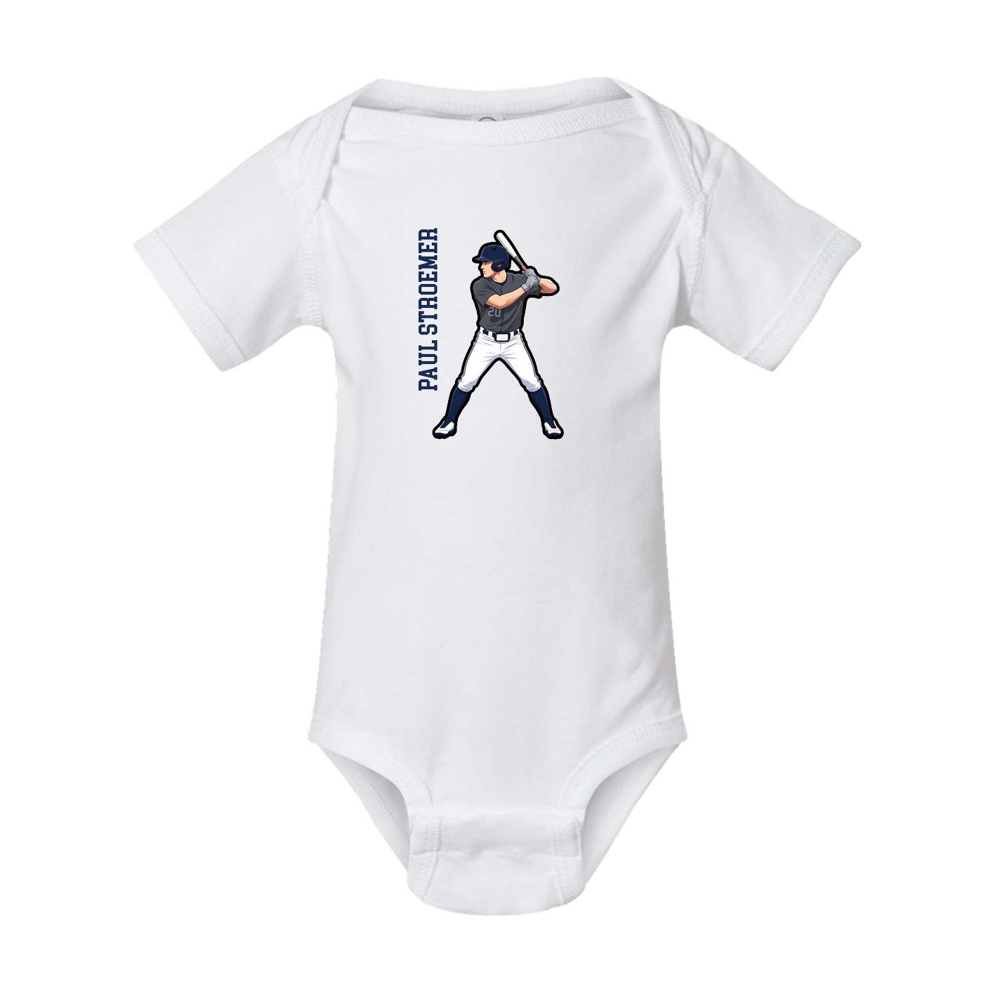 Baby Onesie — Name Vertical in White