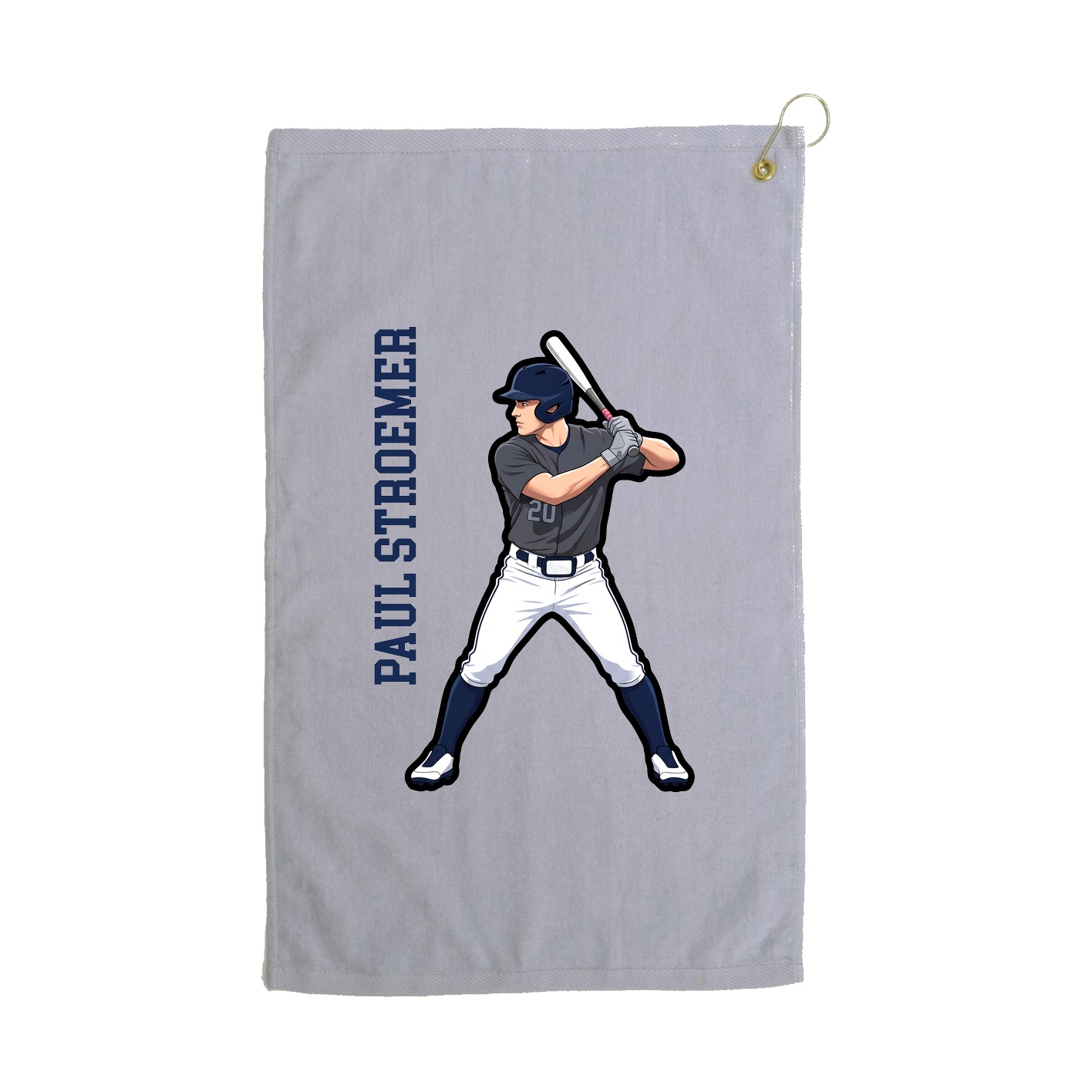 Golf Towel — Name Vertical in Grey