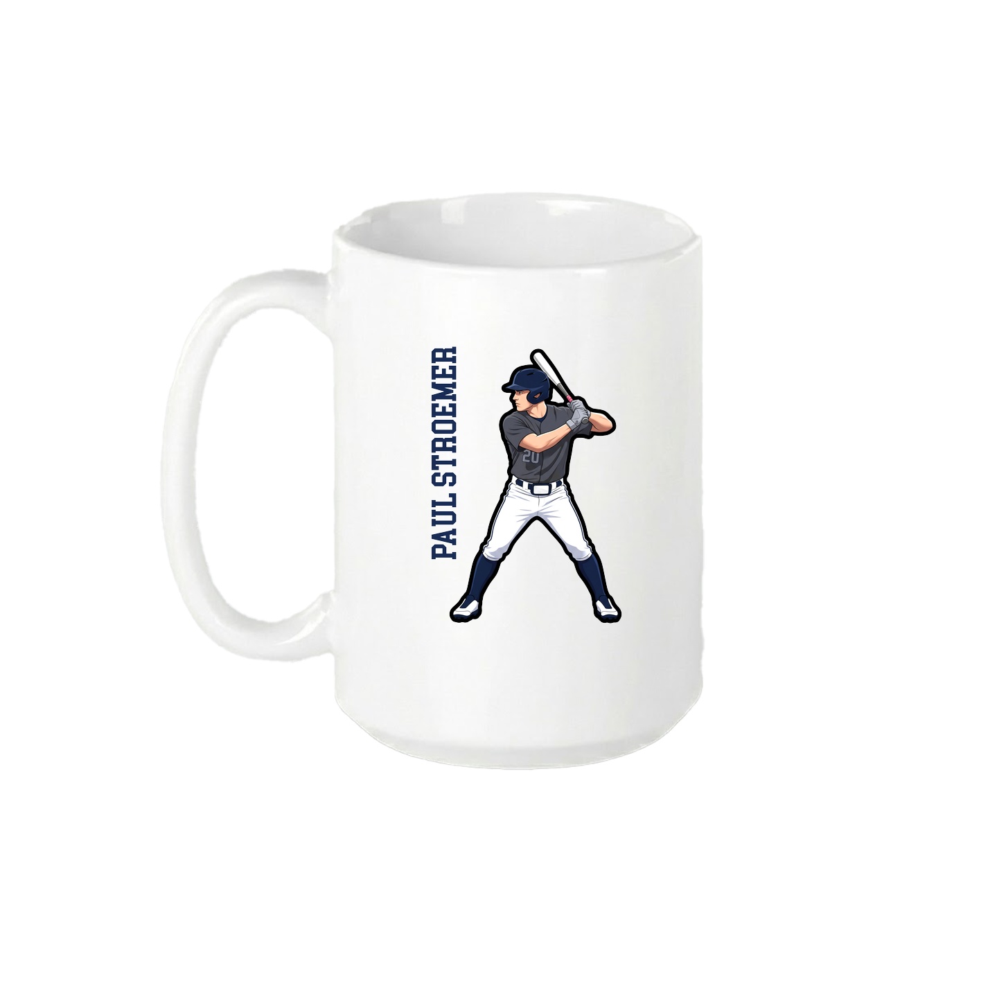 15oz Coffee Mug — Name Vertical in White