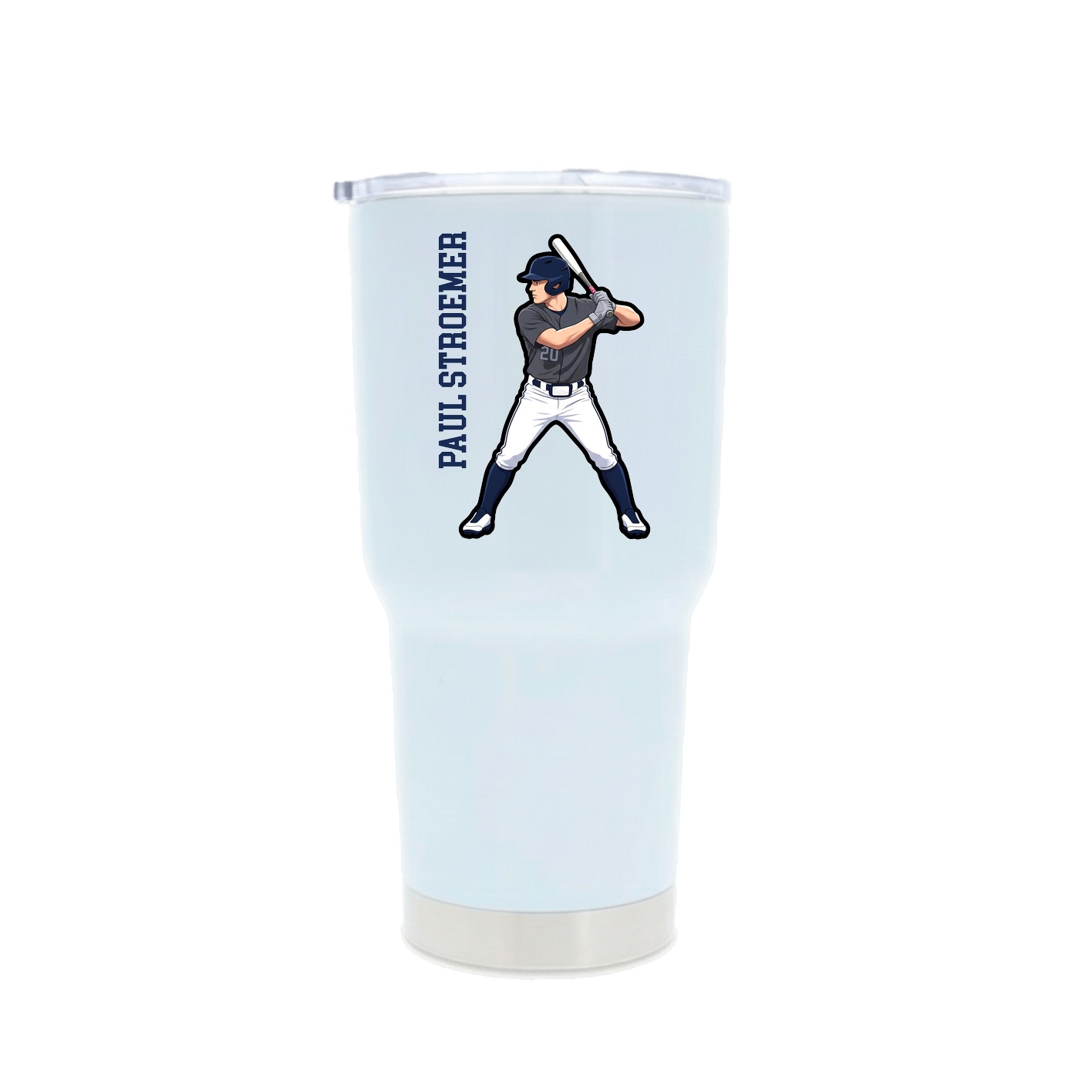 30oz Stainless Steel Tumbler — Name Vertical in White