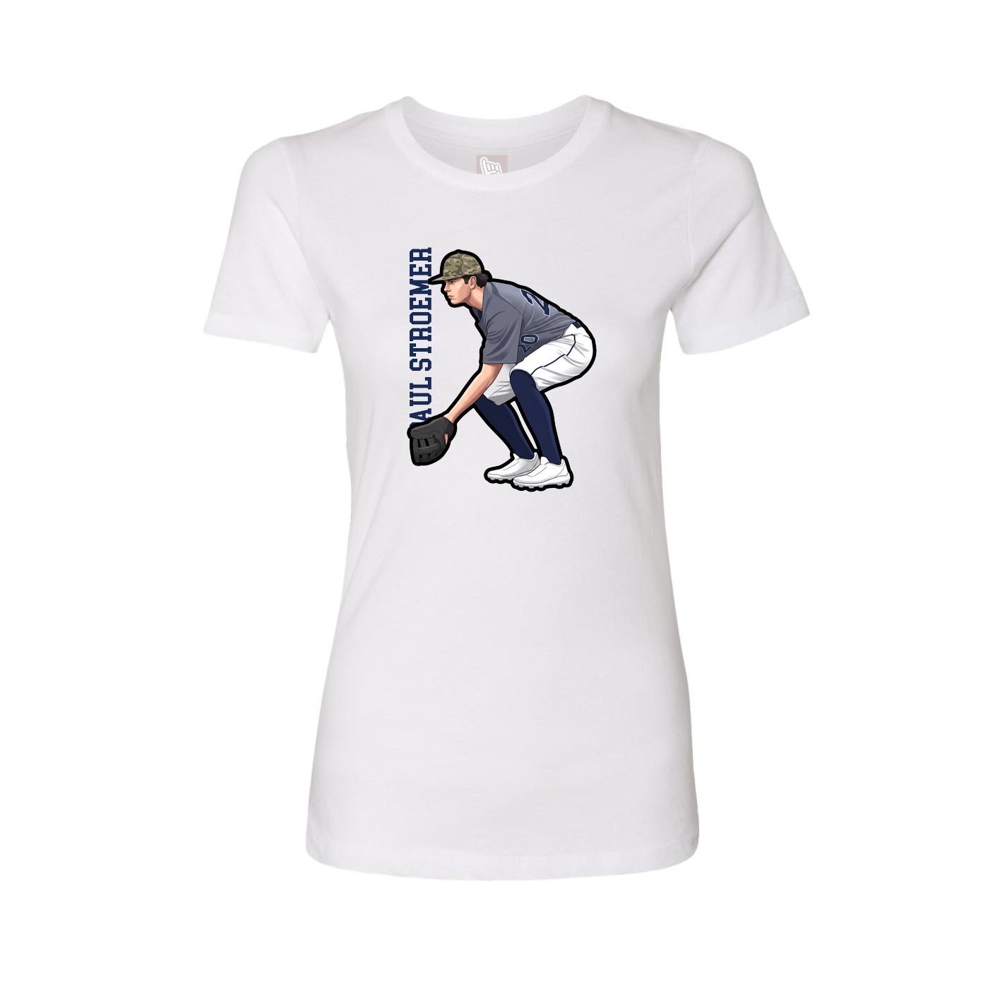 Womens Tee — Name Vertical in White