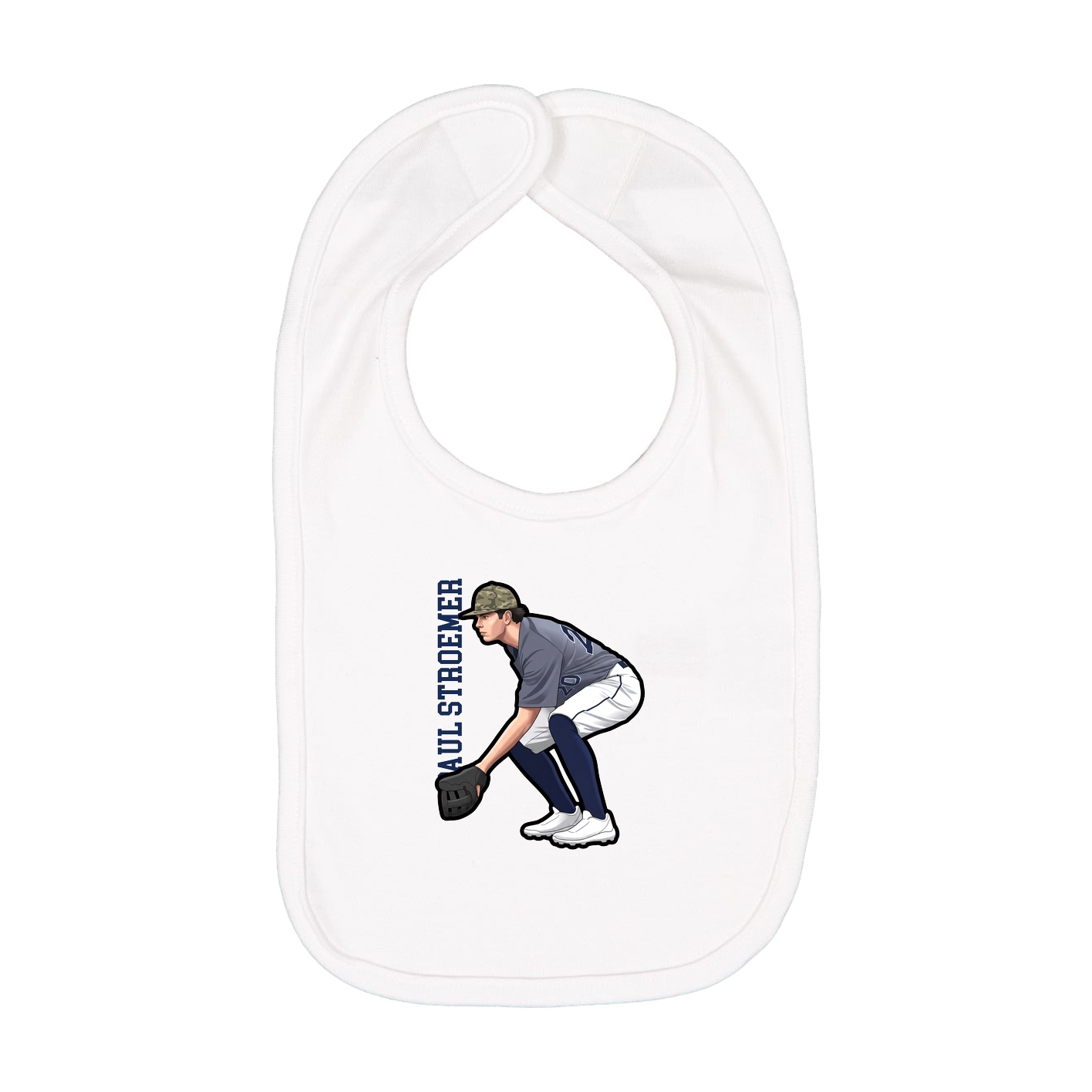 Infant Bib — Name Vertical in White