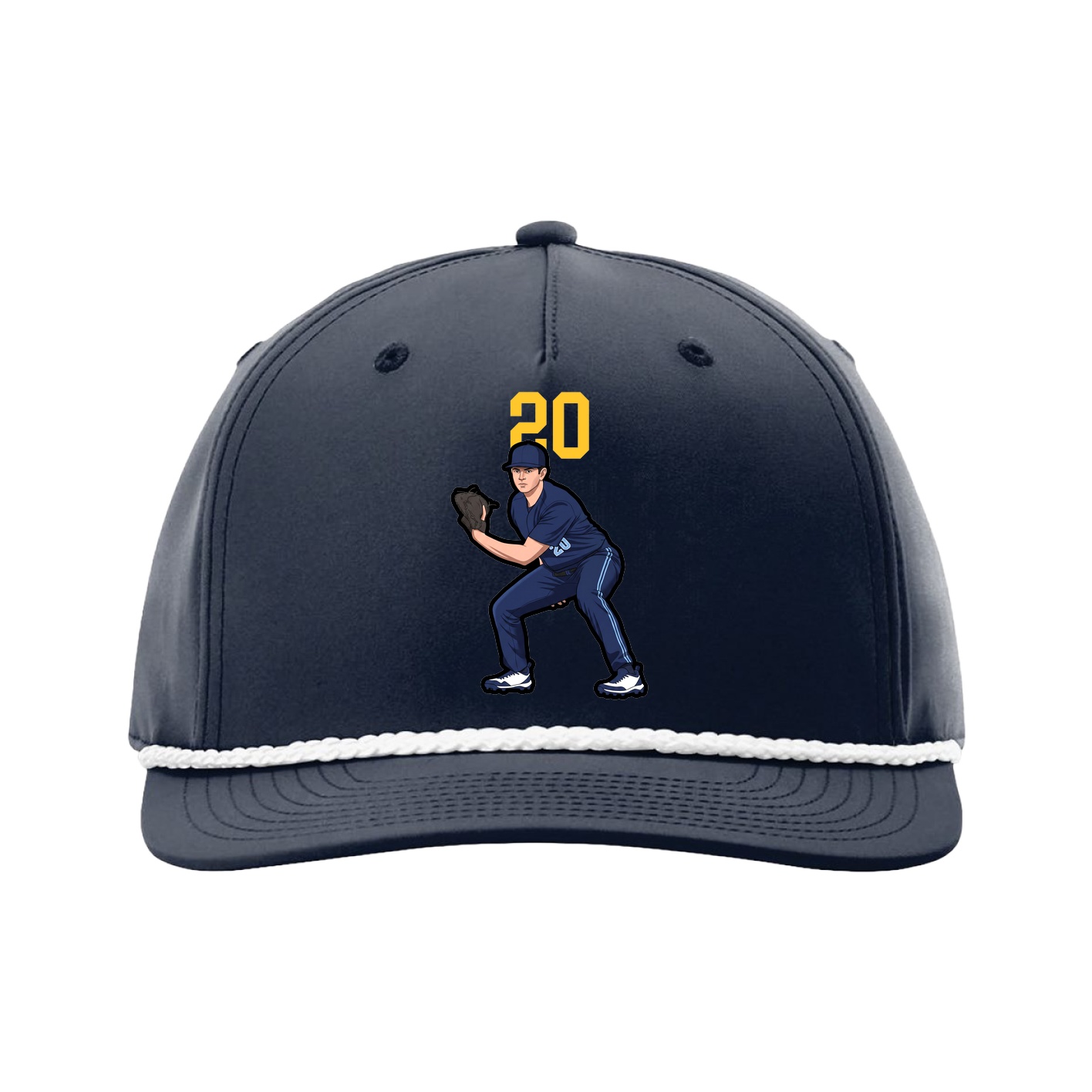 Five-Panel Classic Rope Cap — Number Top in Navy