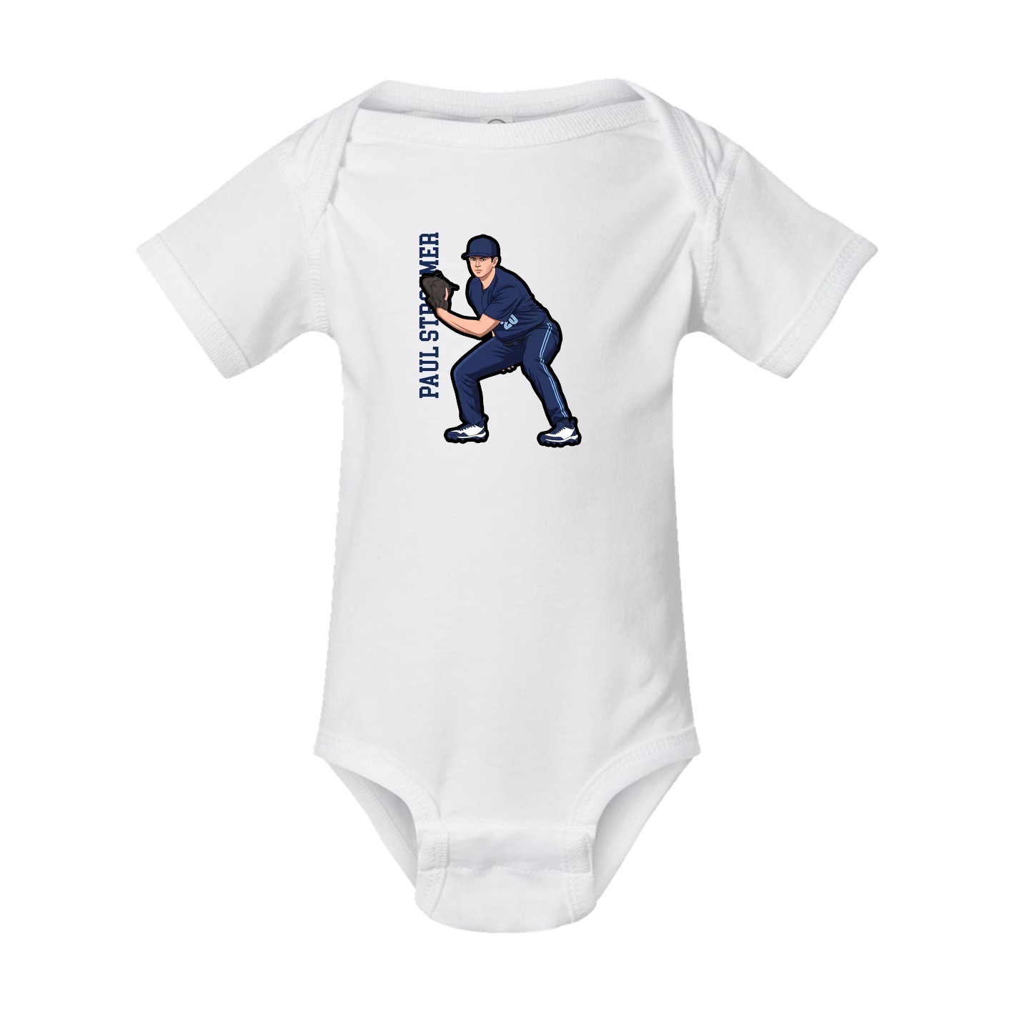 Baby Onesie — Name Vertical in White
