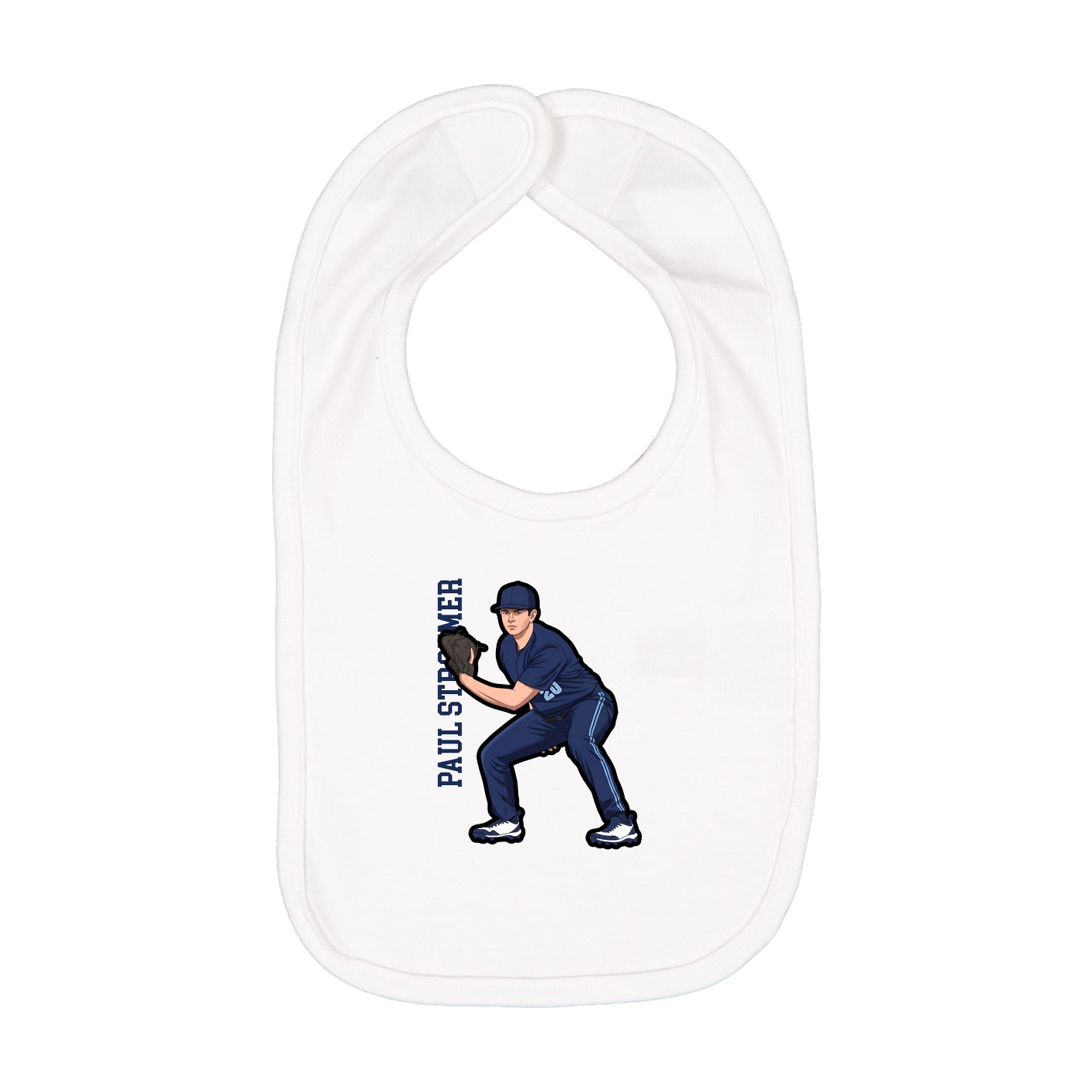 Infant Bib — Name Vertical in White