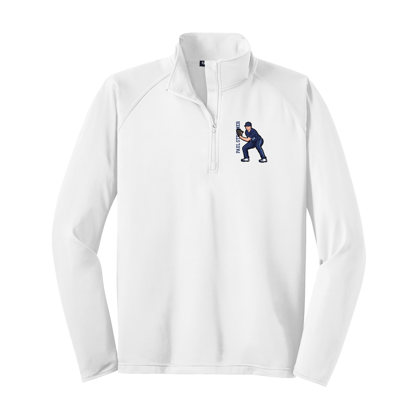 Q-Zip Pullover — Name Vertical in White