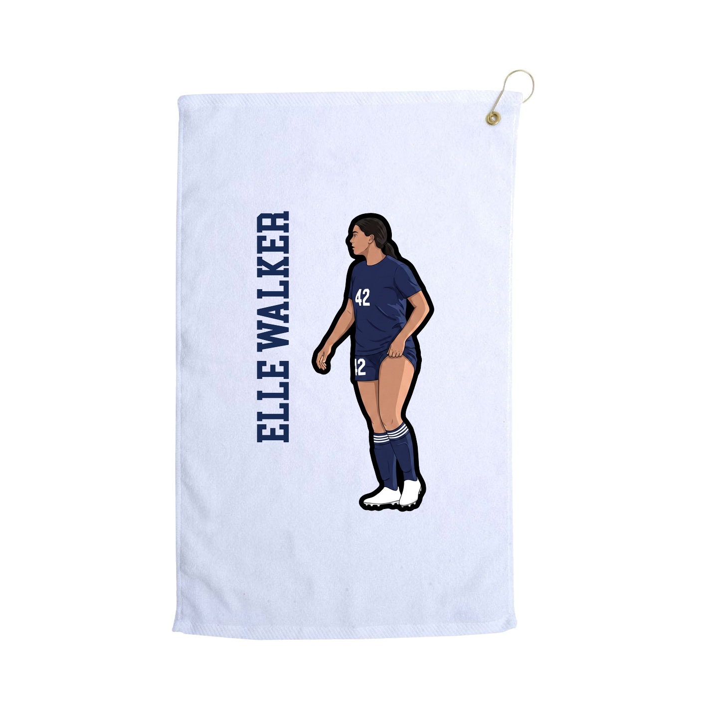 Golf Towel — Name Vertical in White