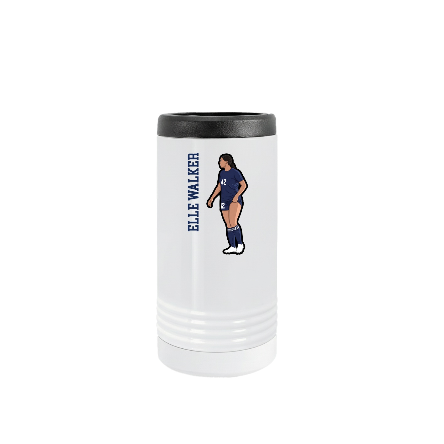 Slim Beverage Holder — Name Vertical in White