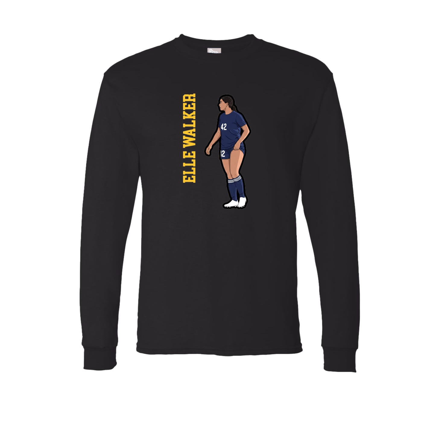 Long Sleeve Tee — Name Vertical in Black