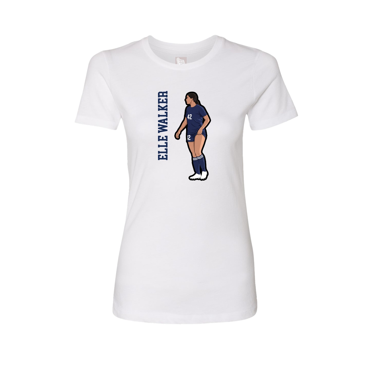 Womens Tee — Name Vertical in White