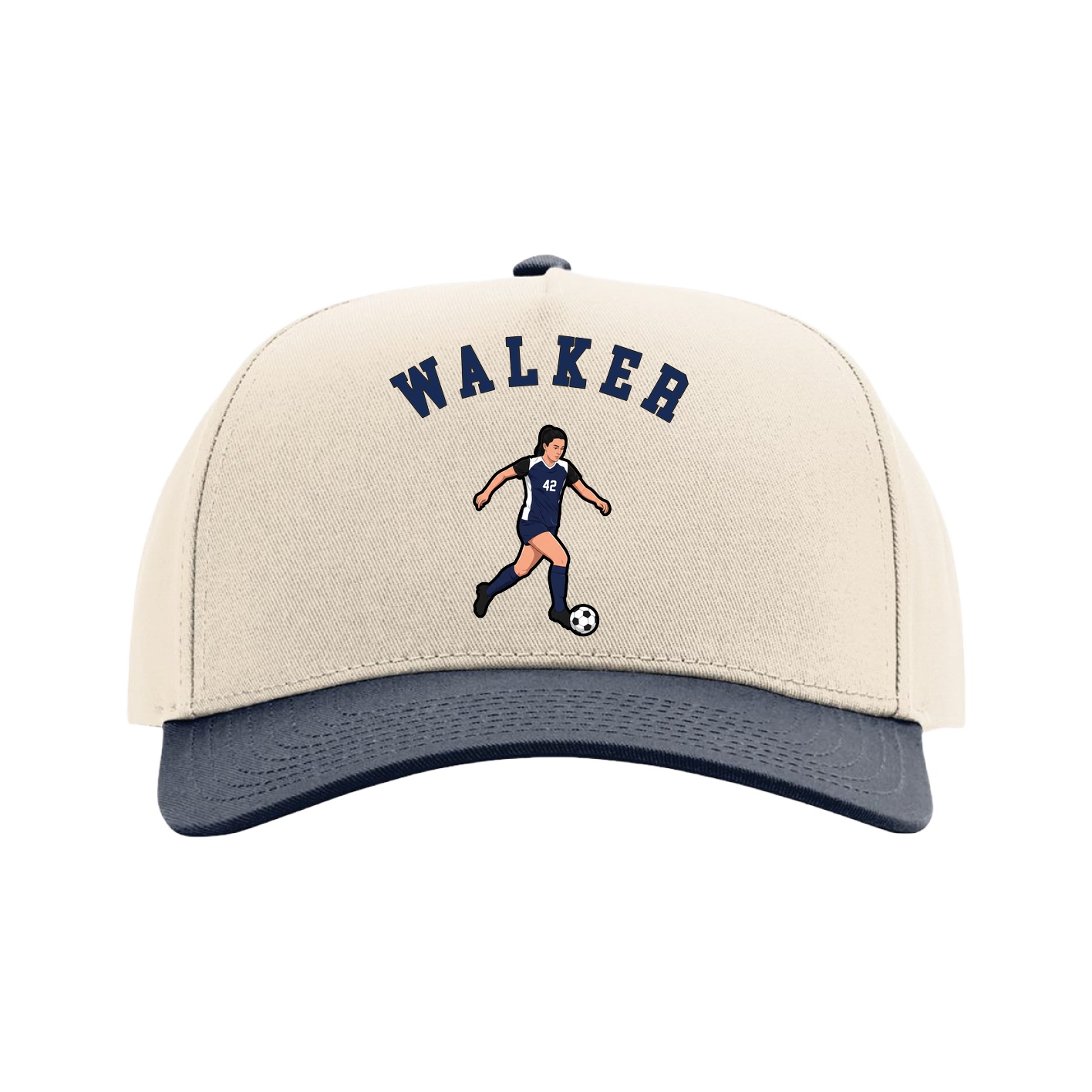 Full Fabric Five-Panel Champ Cap — Shirsey Arch in Cream/Navy