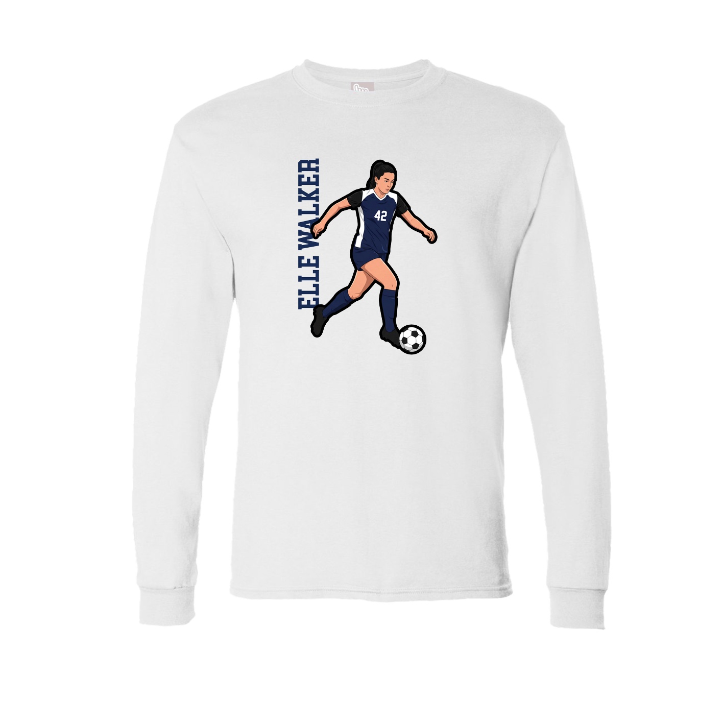 Long Sleeve Tee — Name Vertical in White