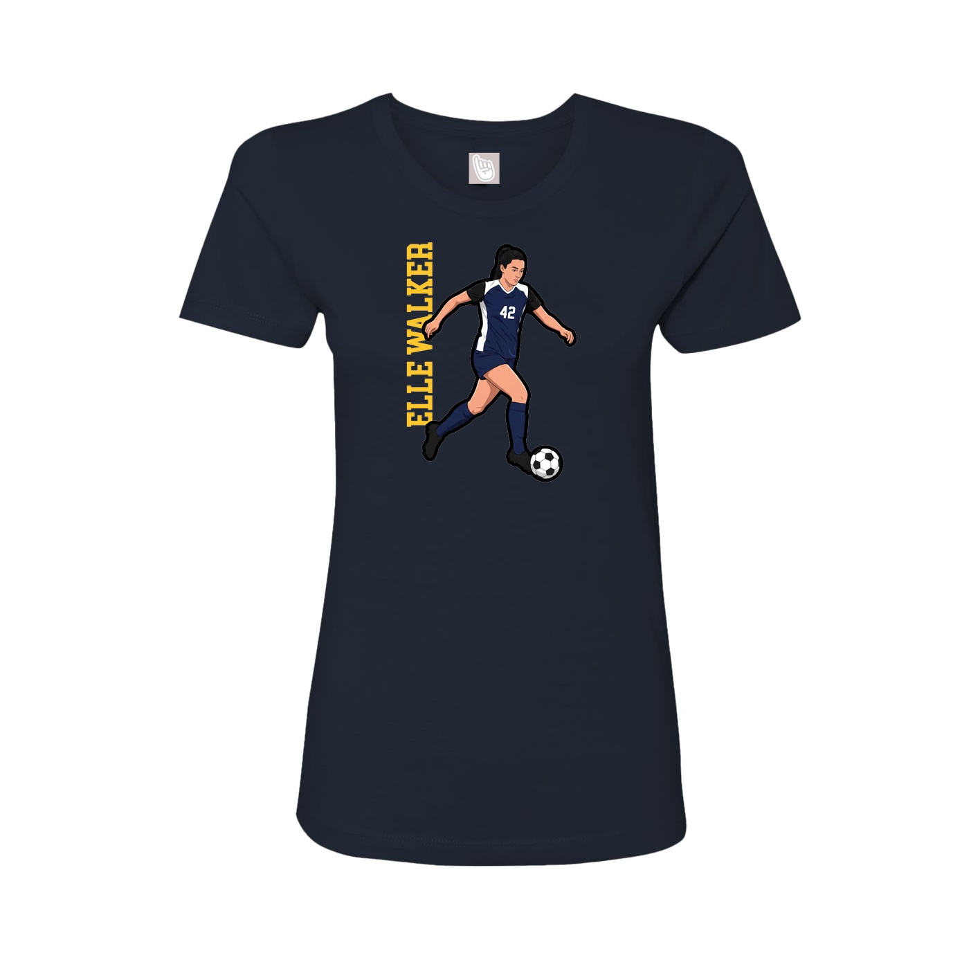 Womens Tee — Name Vertical in Navy