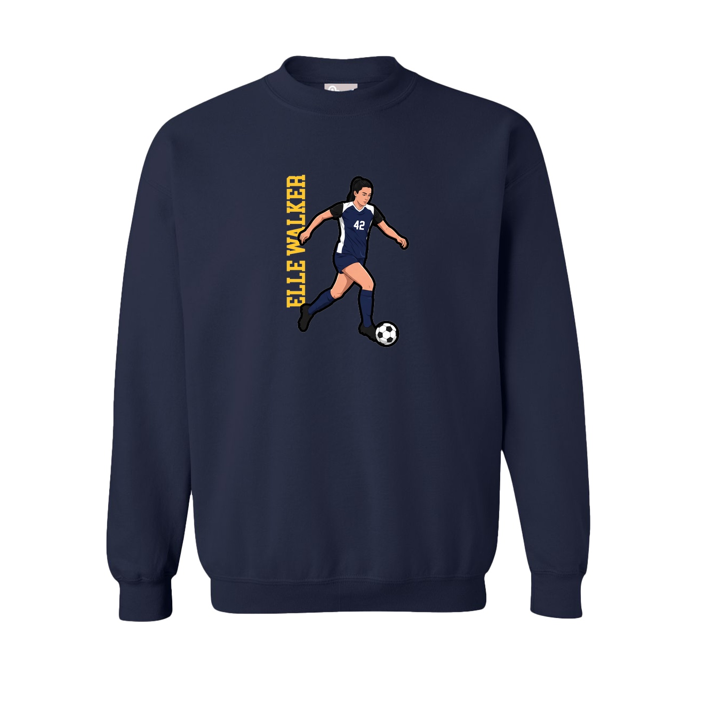 Fleece Crew — Name Vertical in Navy