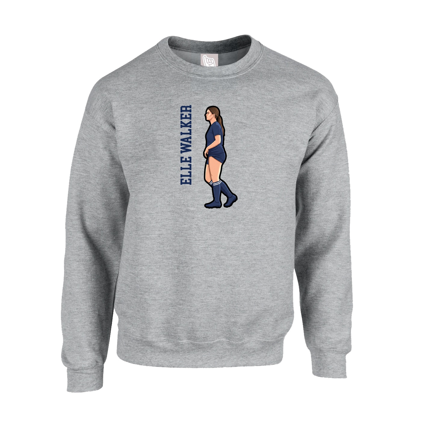 Fleece Crew — Name Vertical in Grey