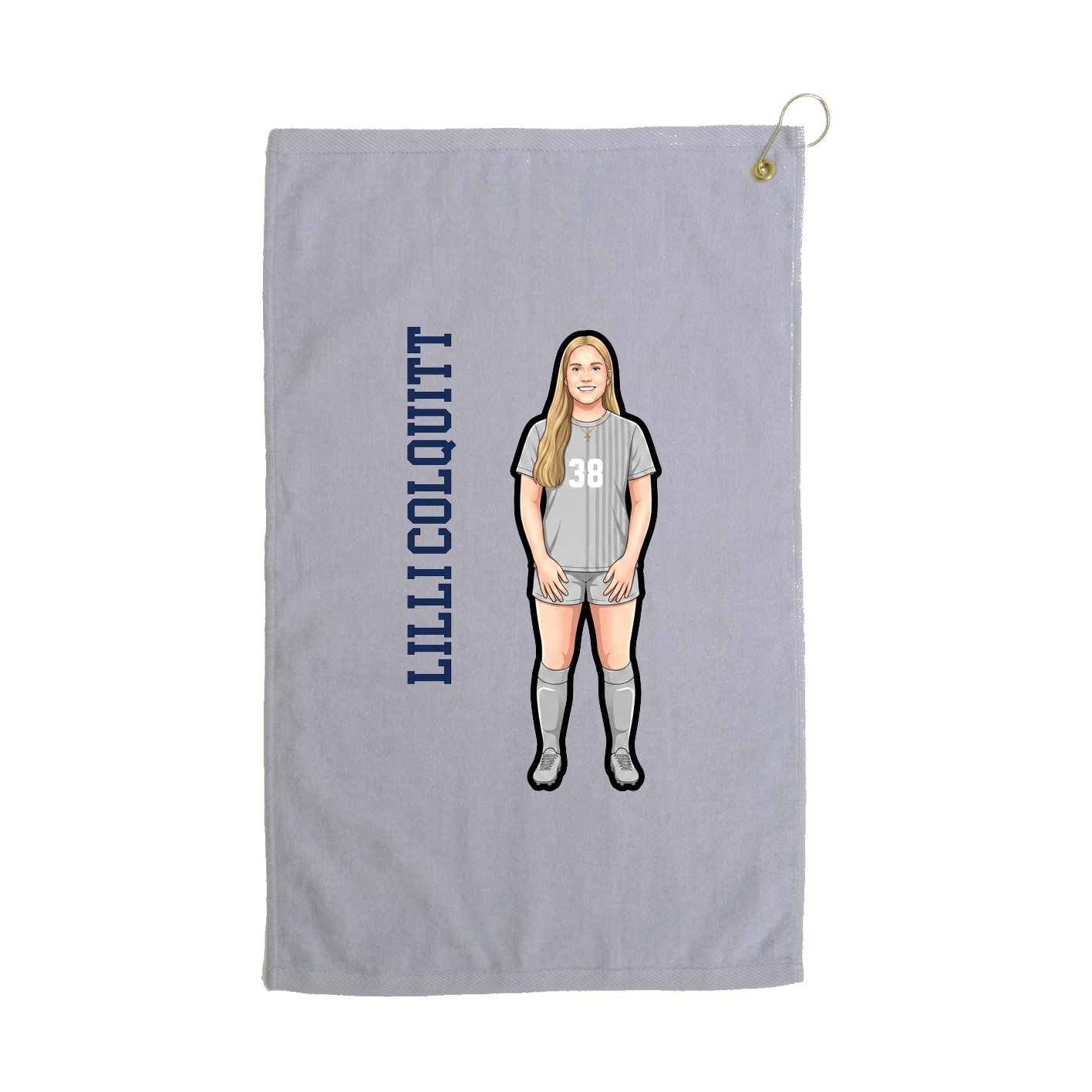 Golf Towel — Name Vertical in Grey