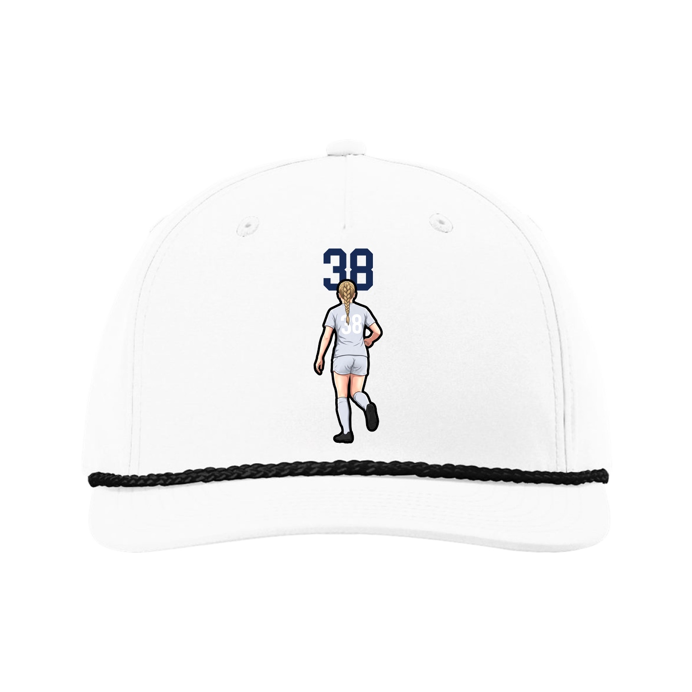 Five-Panel Classic Rope Cap — Number Top in White
