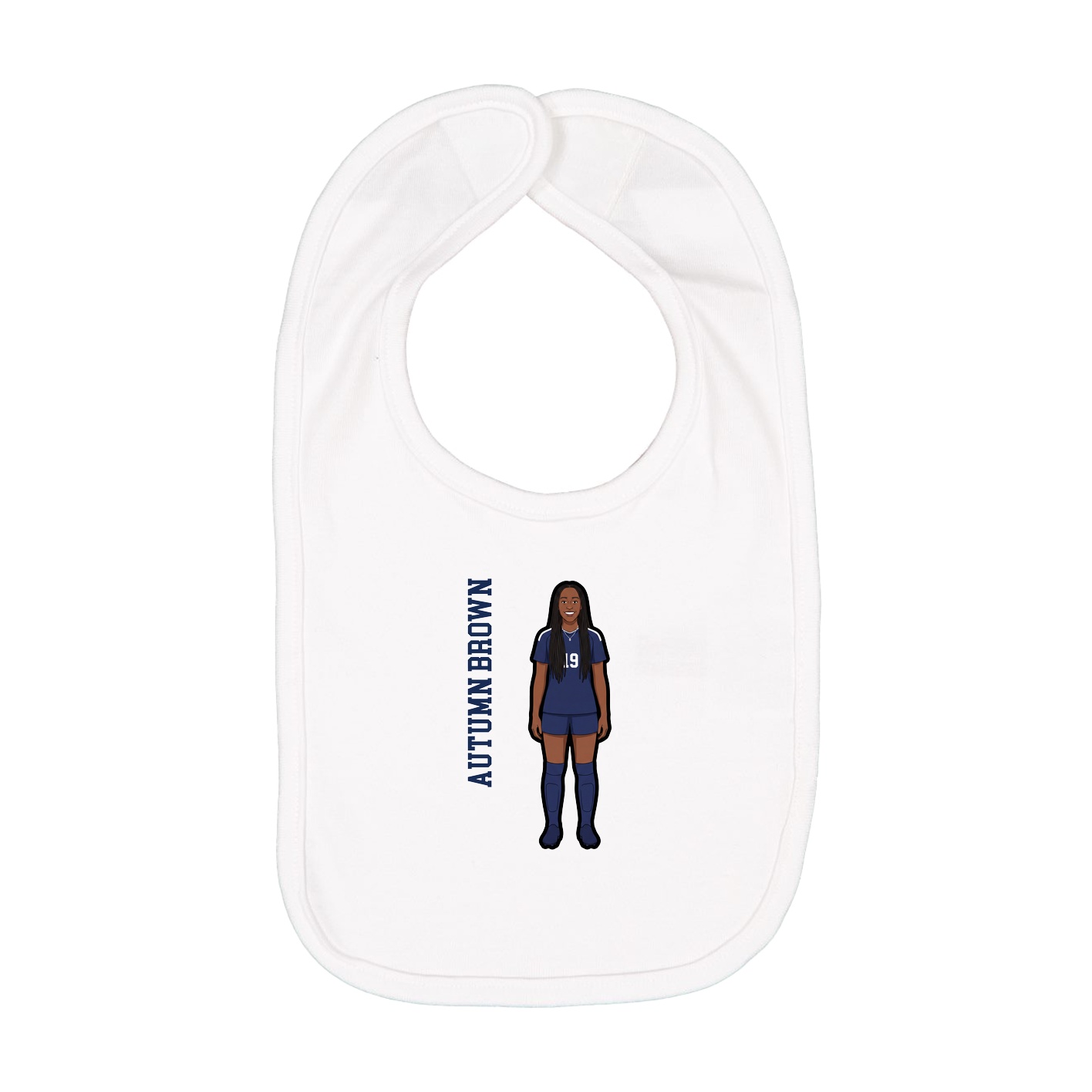 Infant Bib — Name Vertical in White