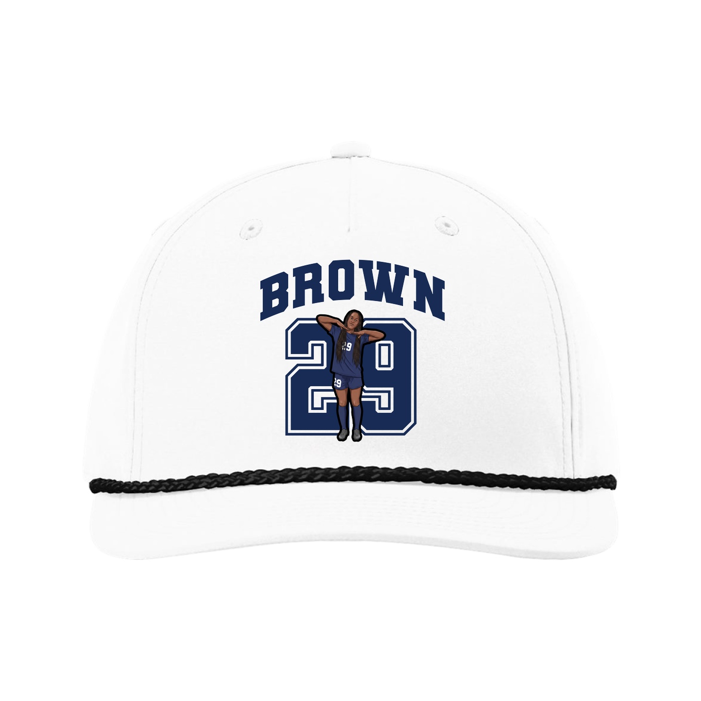 Five-Panel Classic Rope Cap — Number in White