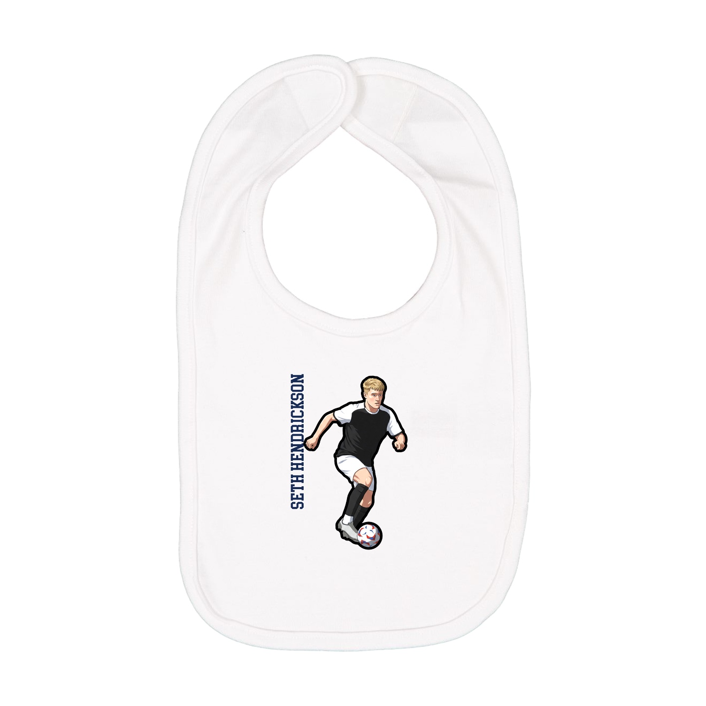 Infant Bib — Name Vertical in White