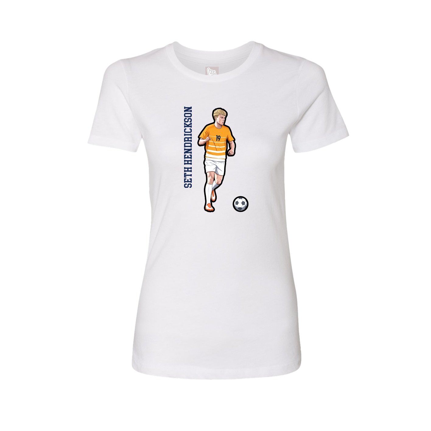Fitted Women's Tee — Name Vertical in White