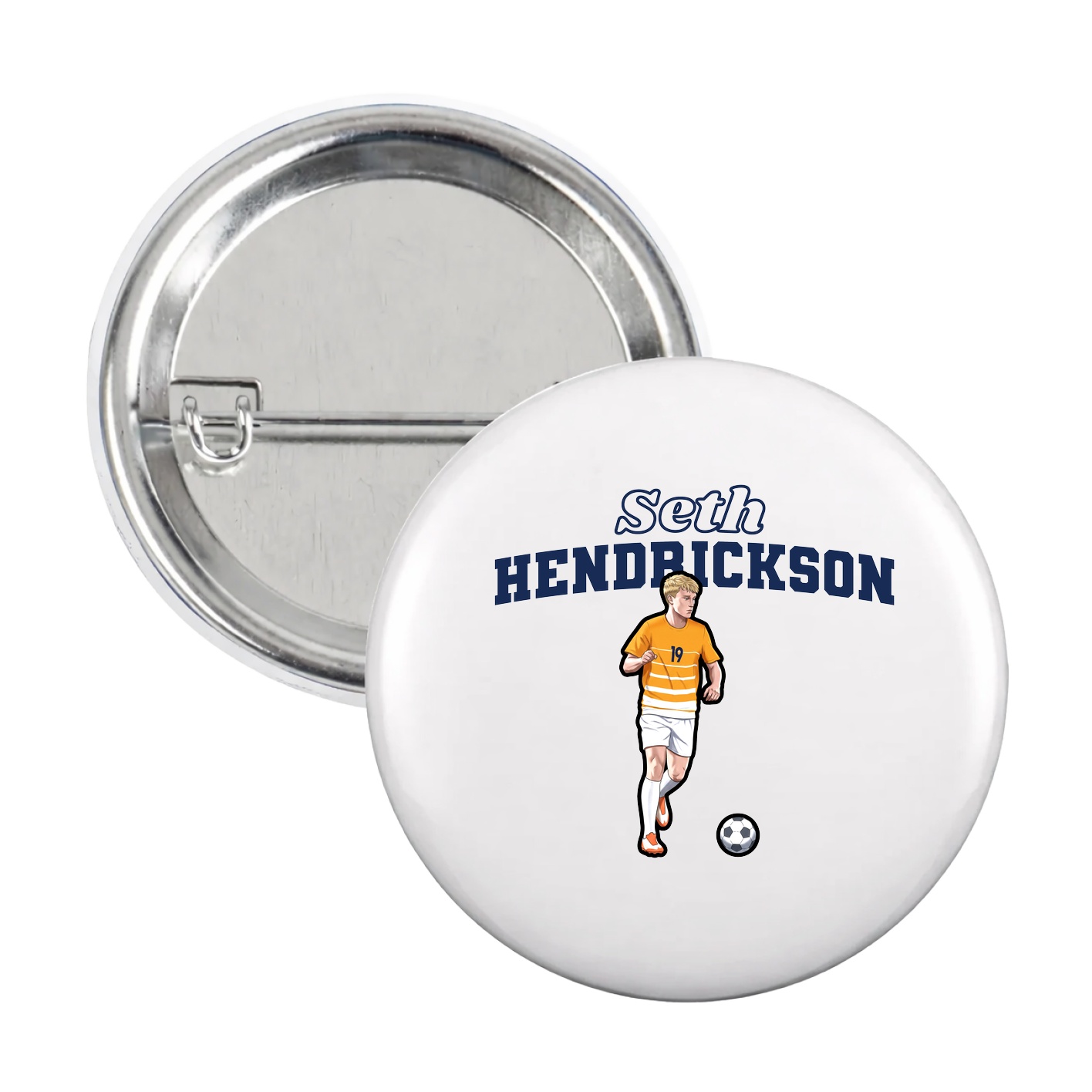 Game Day Button — Name Arch in White