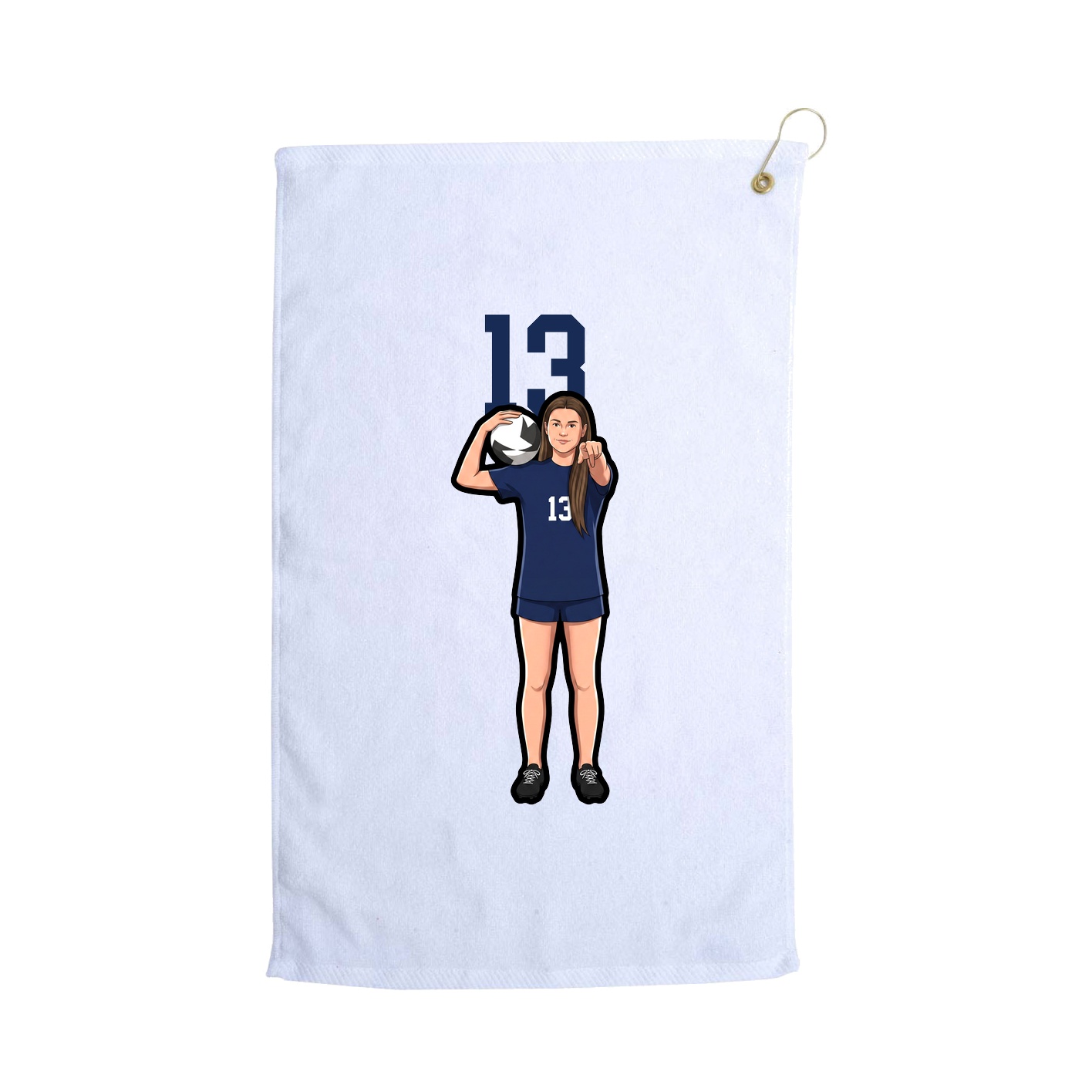 Golf Towel — Number Top in White