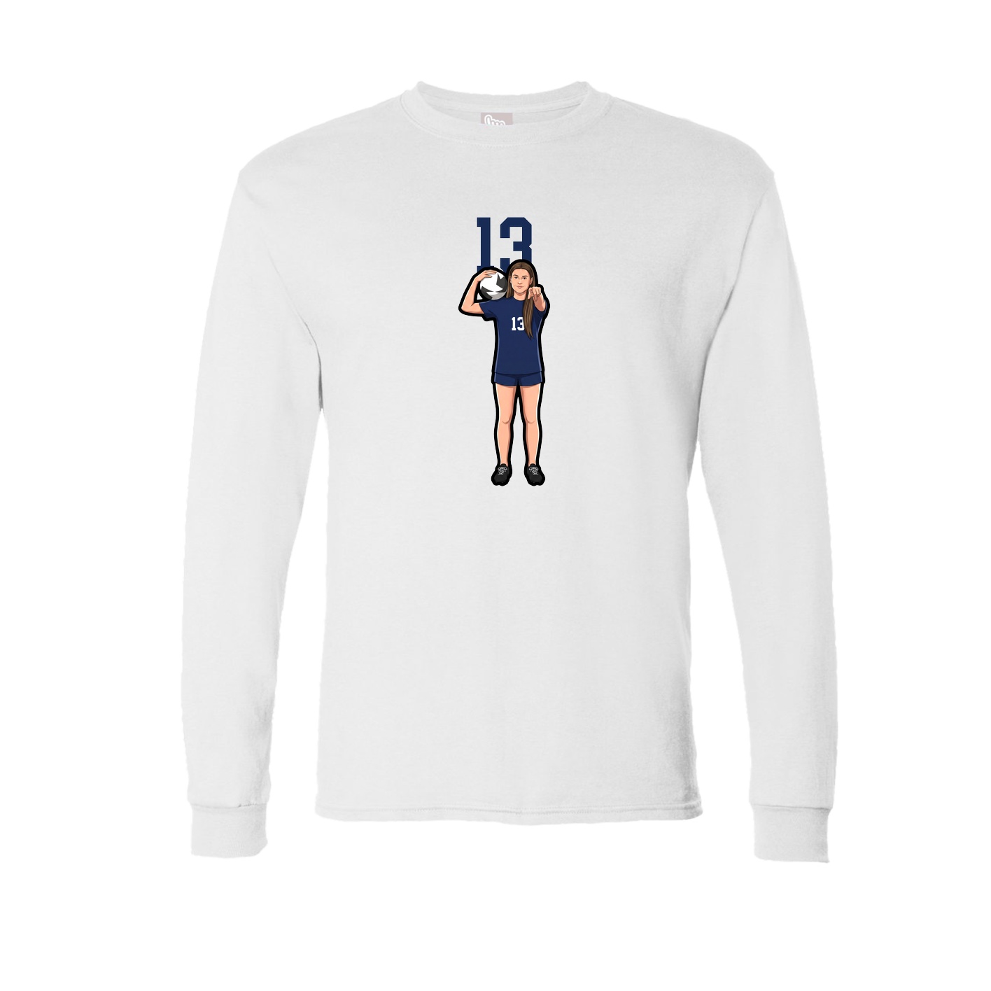 Long Sleeve Tee — Number Top in White