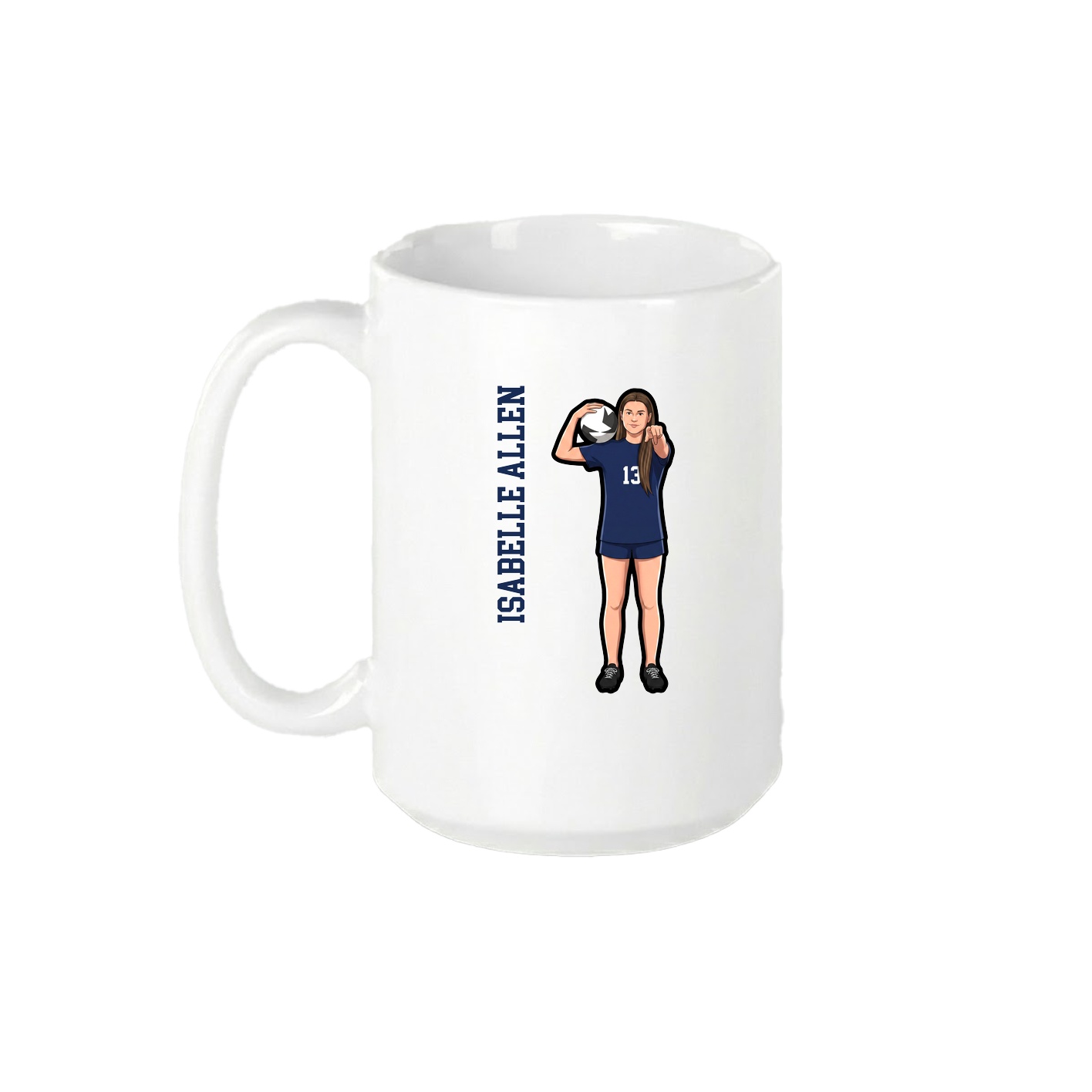 15oz Coffee Mug — Name Vertical in White