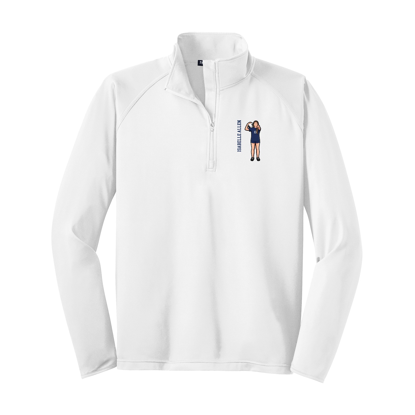 Q-Zip Pullover — Name Vertical in White