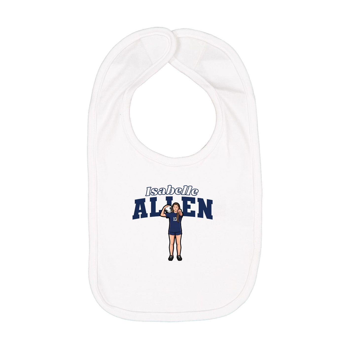 Infant Bib — Name Arch in White