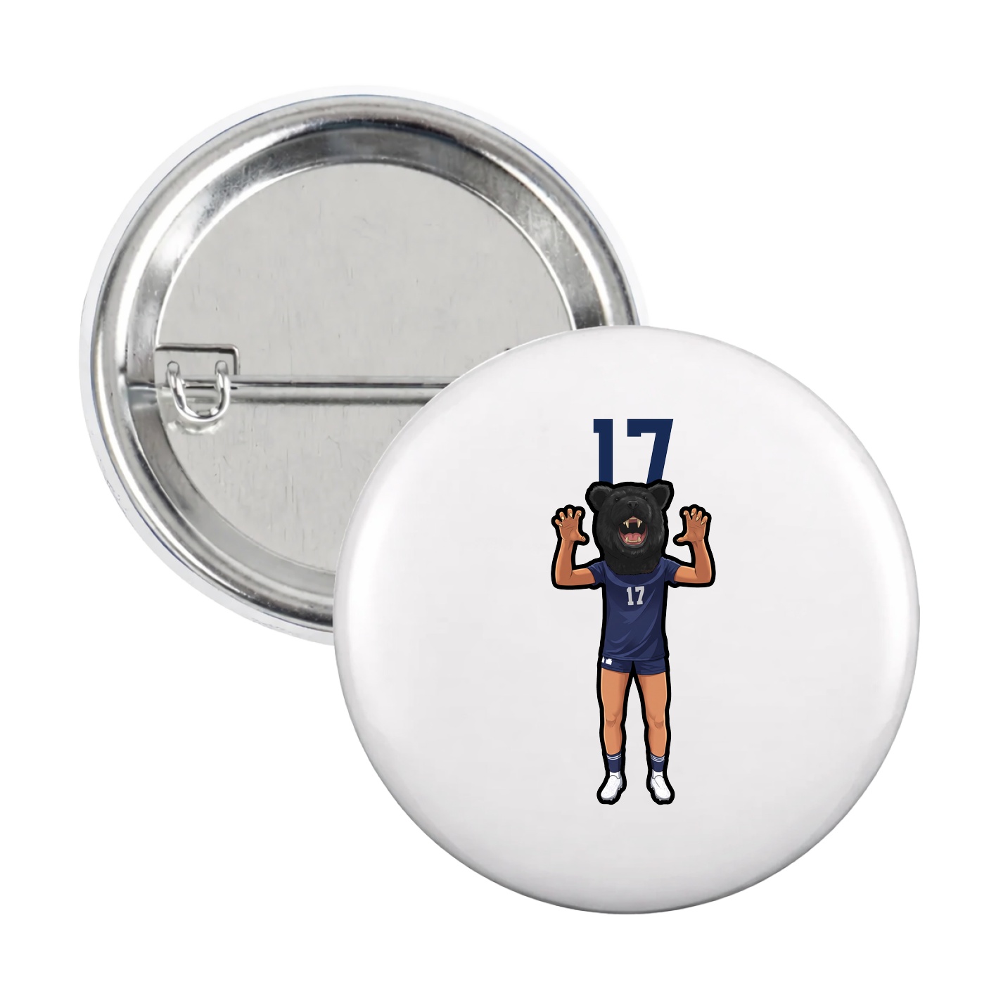 Game Day Button — Number Top in White