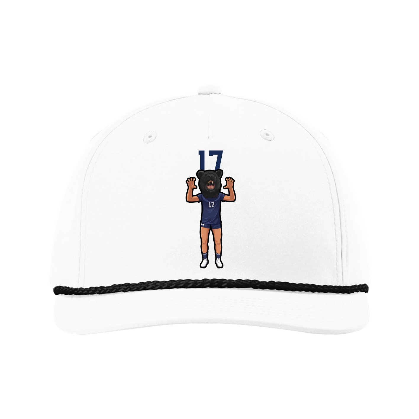 Five-Panel Classic Rope Cap — Number Top in White