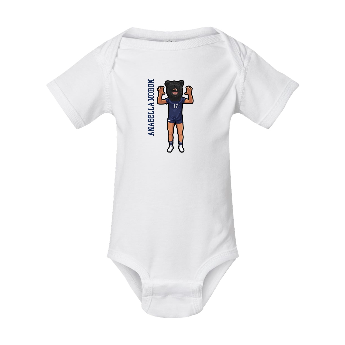 Baby Onesie — Name Vertical in White
