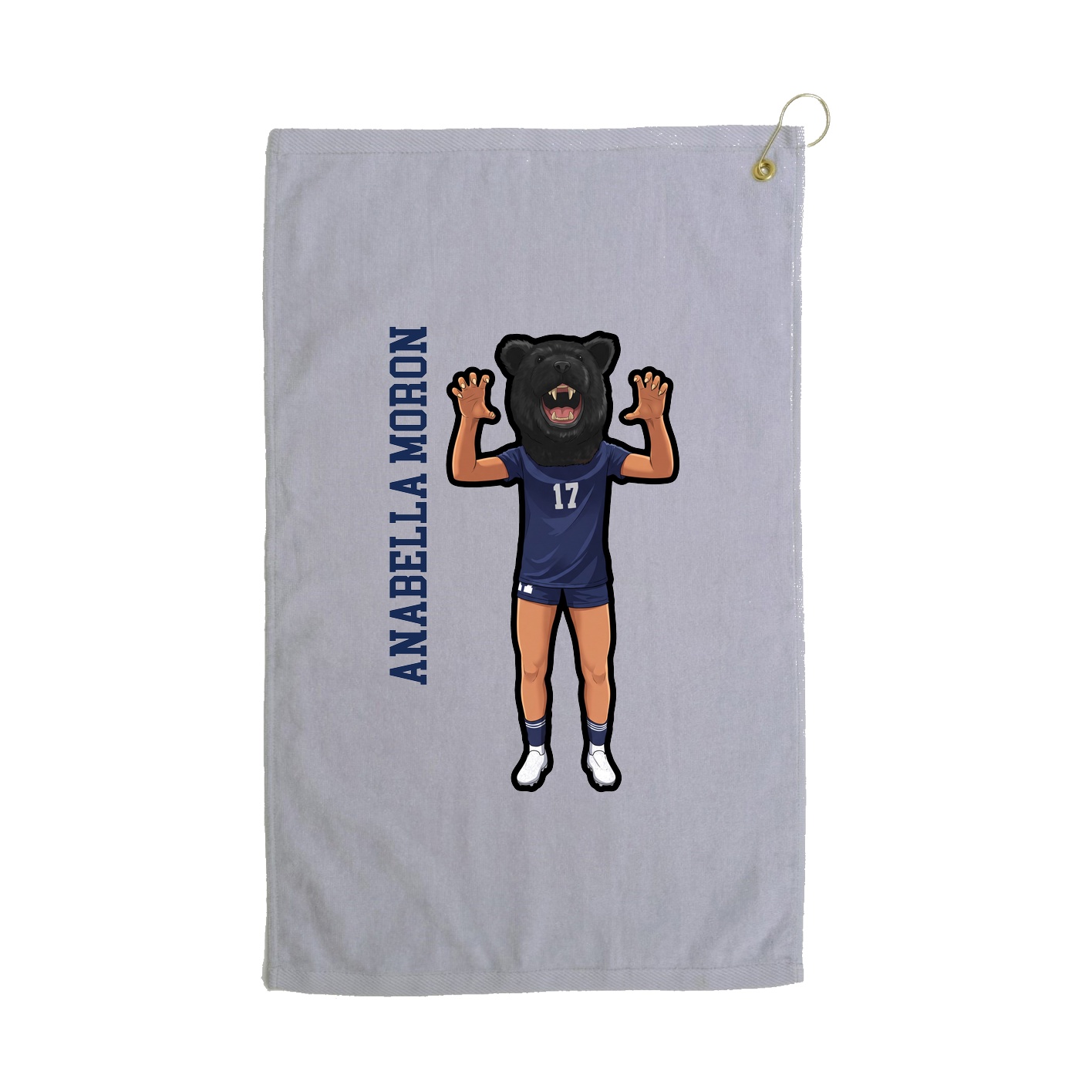 Golf Towel — Name Vertical in Grey