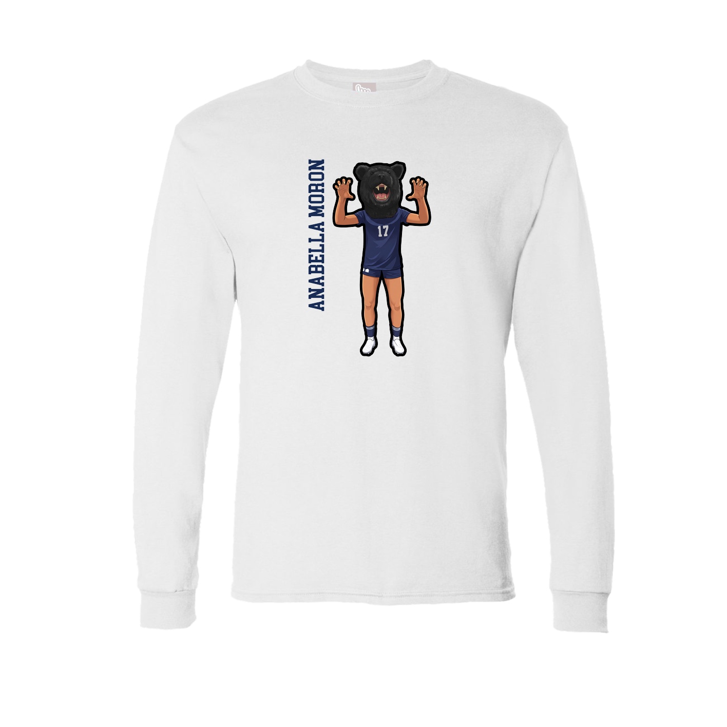 Long Sleeve Tee — Name Vertical in White
