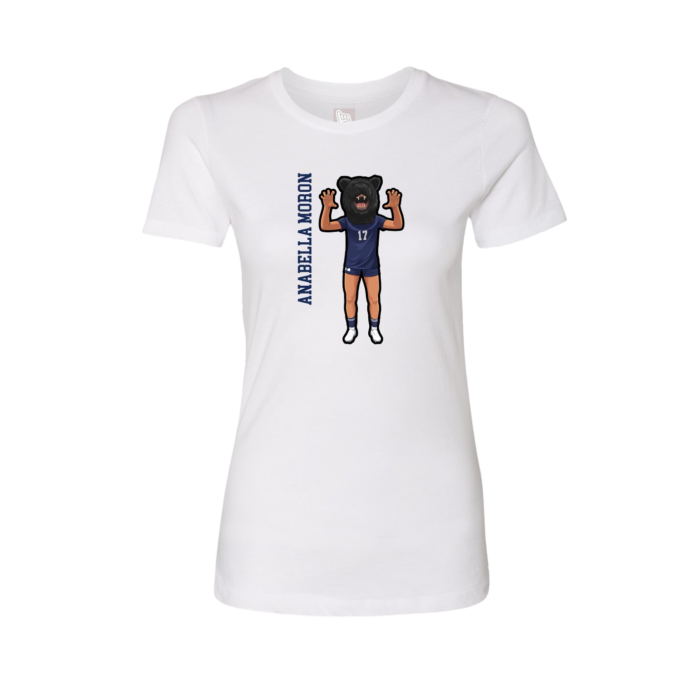 Fitted Women's Tee — Name Vertical in White