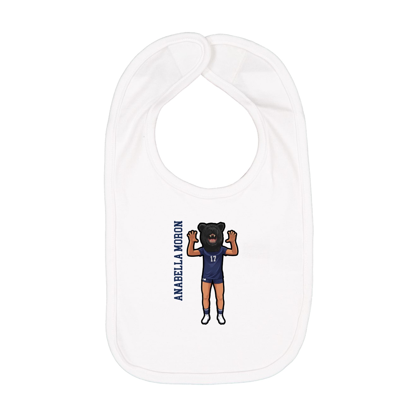 Infant Bib — Name Vertical in White