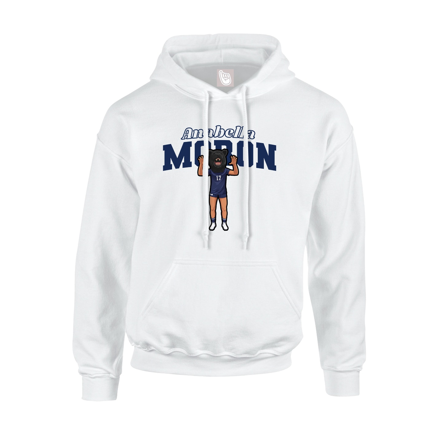 Youth Hoodie — Name Arch in White
