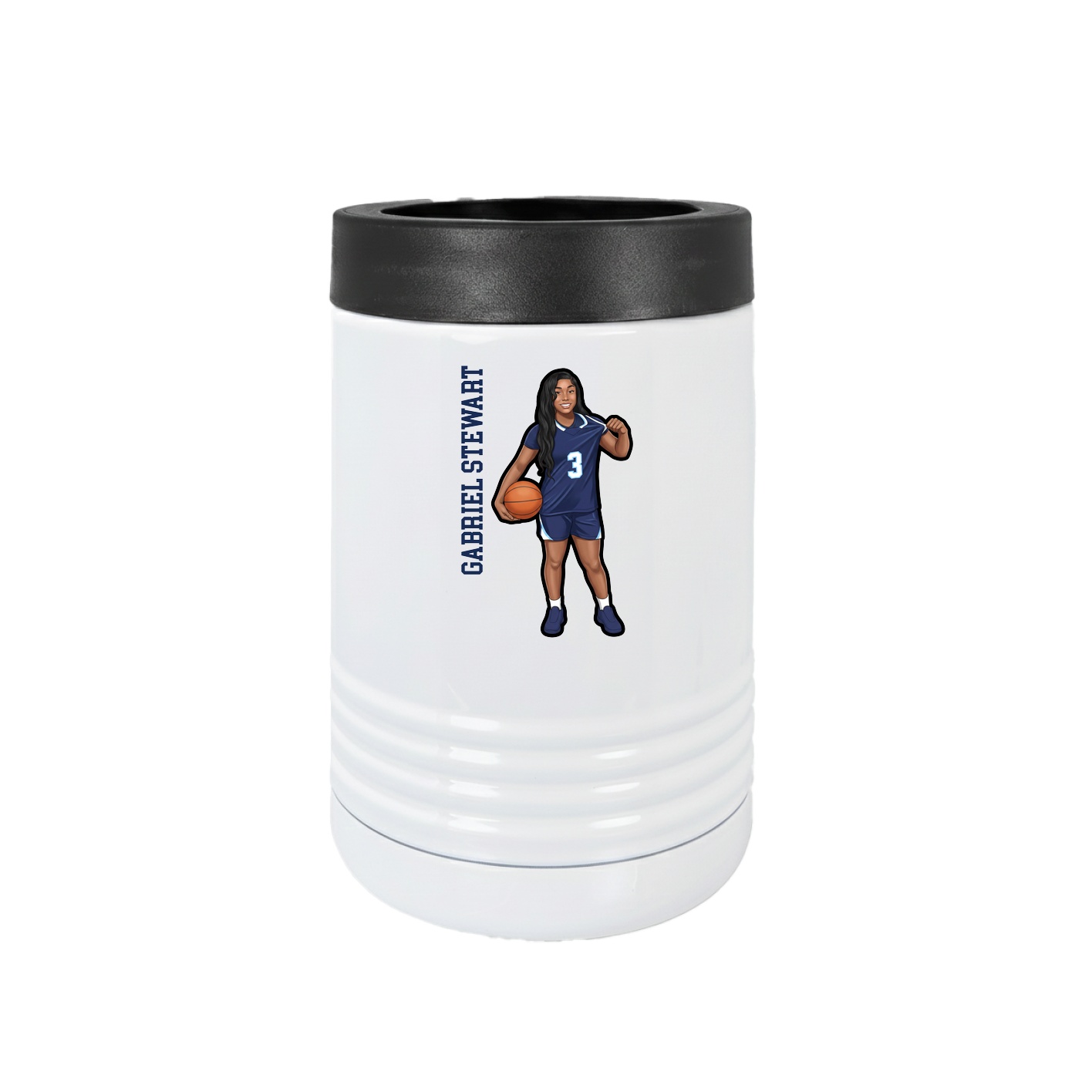 Beverage Holder — Name Vertical in White