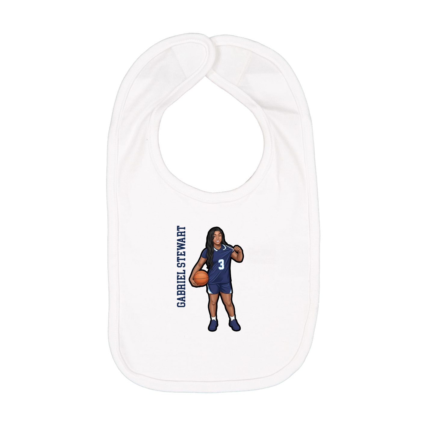 Infant Bib — Name Vertical in White