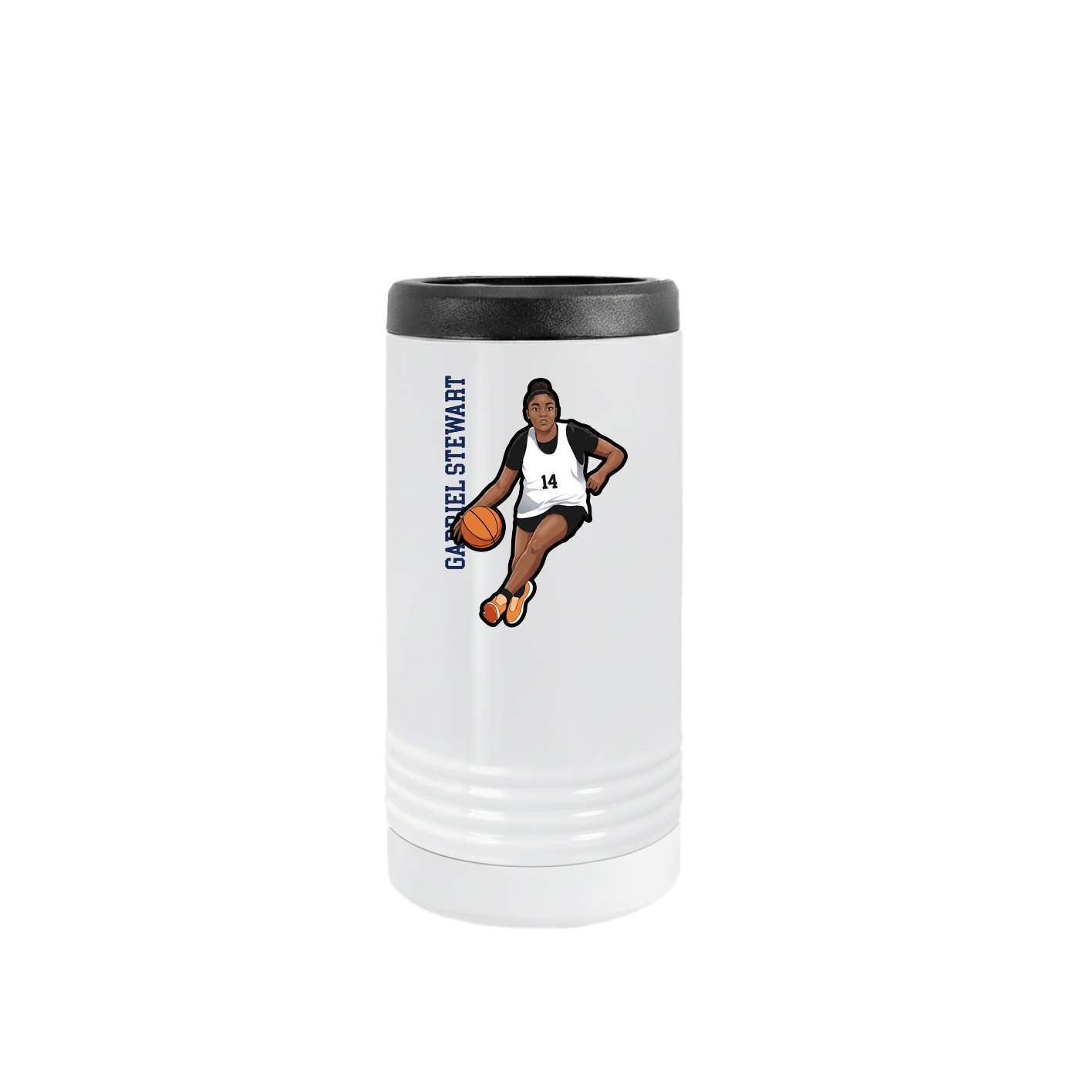 Slim Beverage Holder — Name Vertical in White