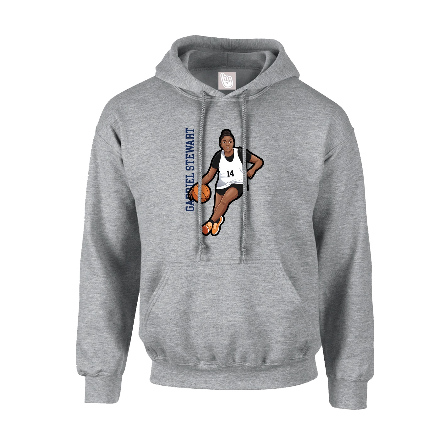 Youth Hoodie — Name Vertical in Grey