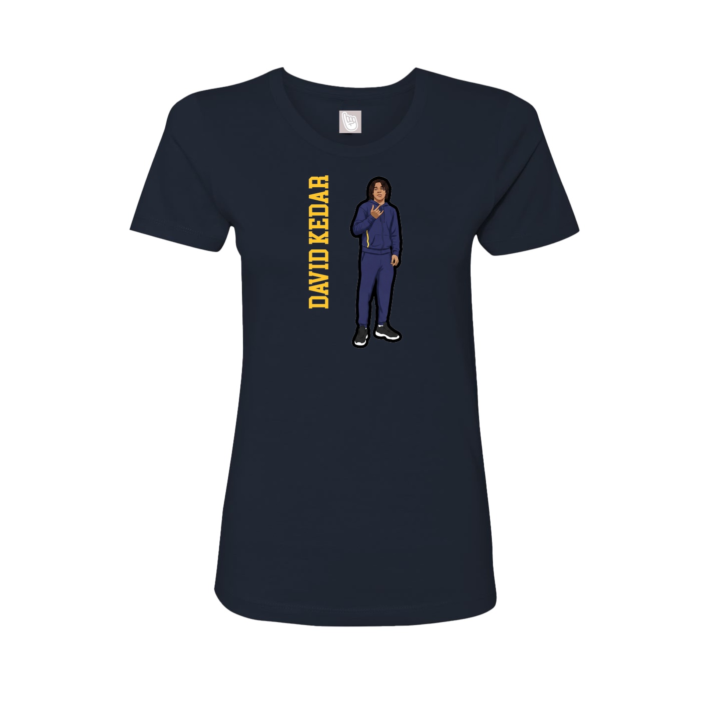 Womens Tee — Name Vertical in Navy