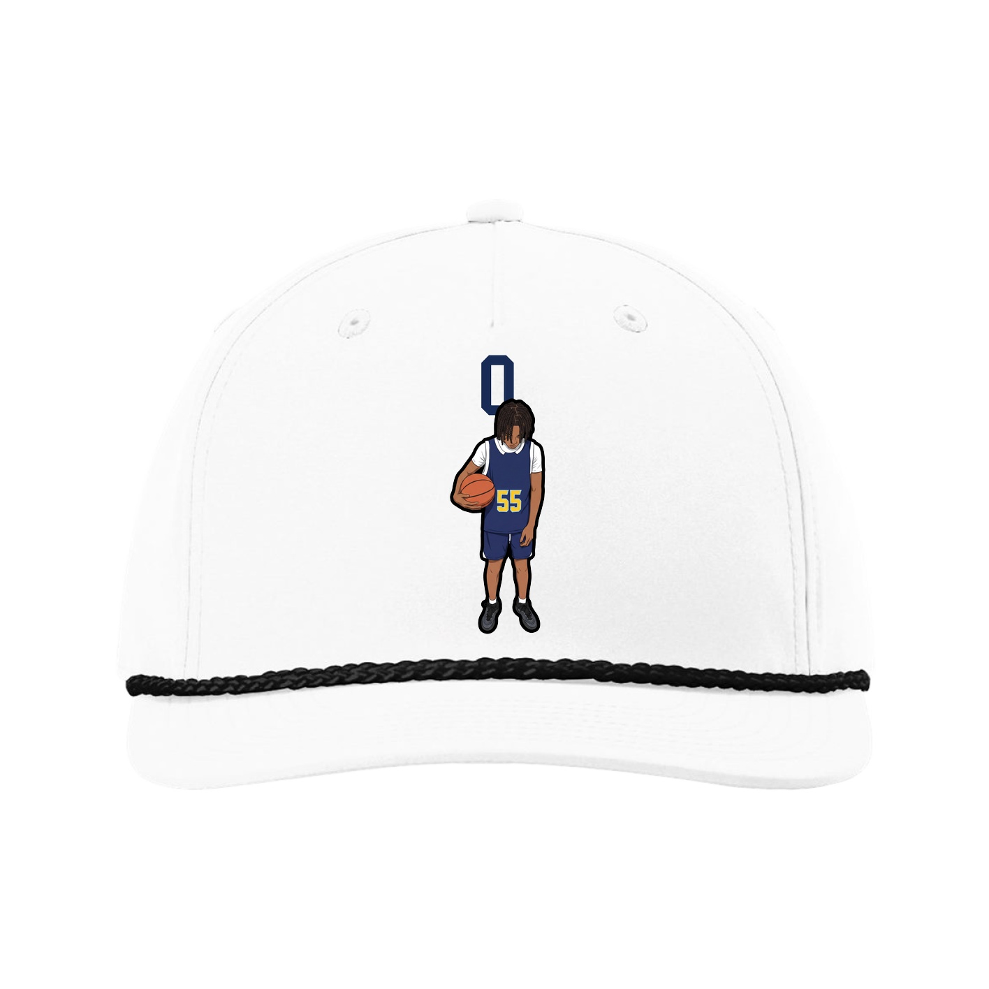 Five-Panel Classic Rope Cap — Number Top in White