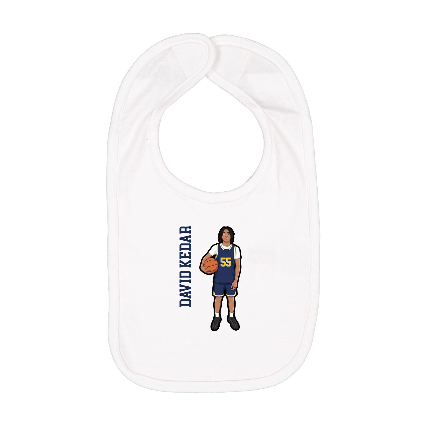 Infant Bib — Name Vertical in White