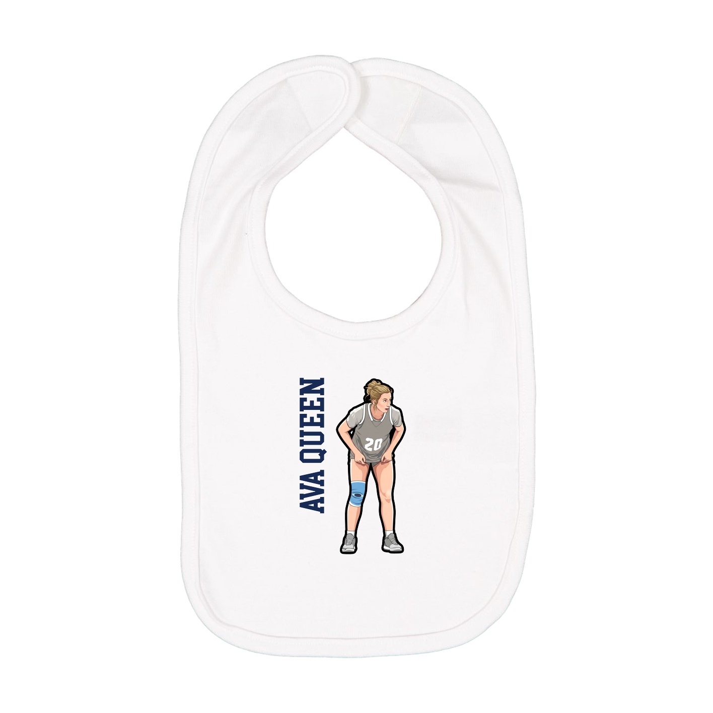 Infant Bib — Name Vertical in White