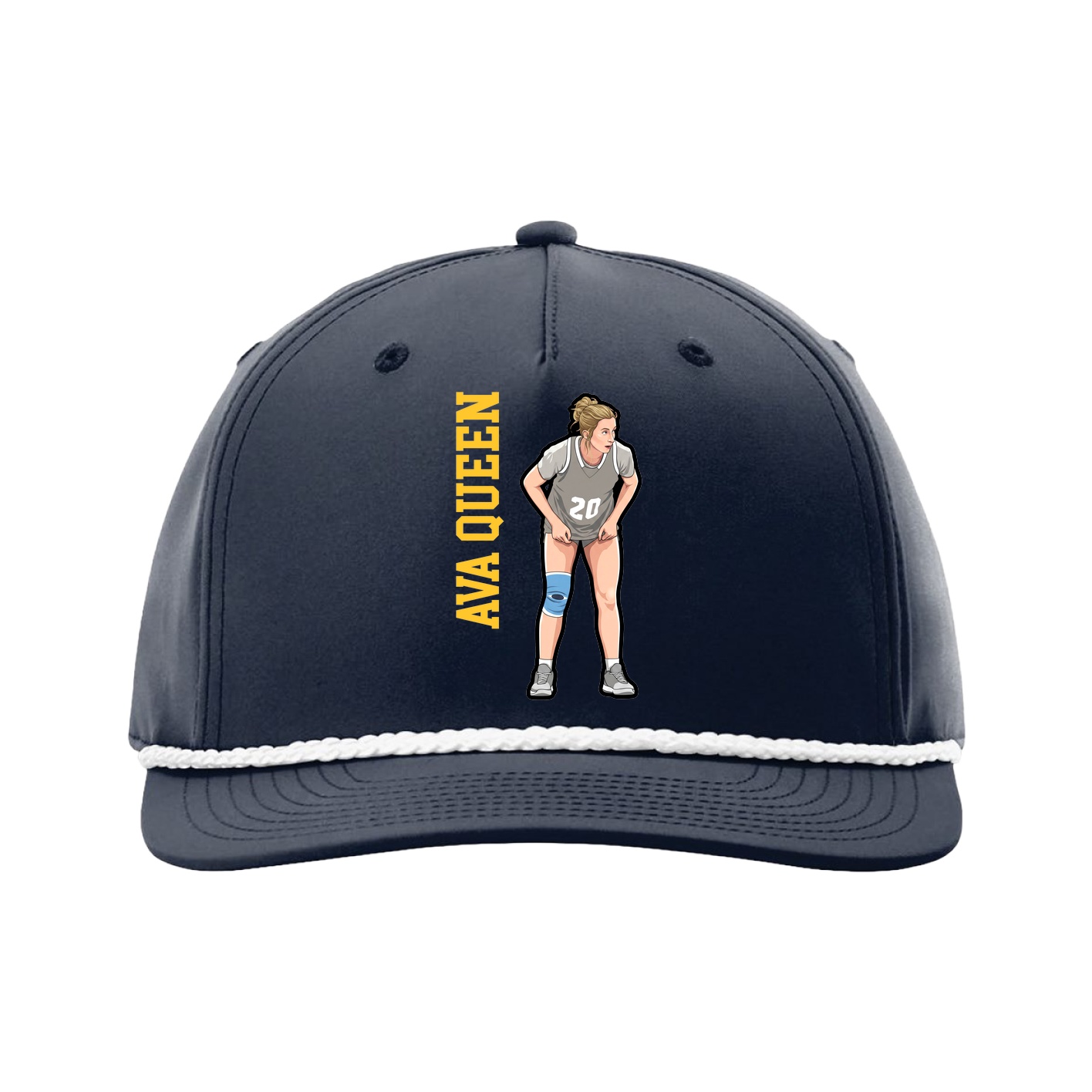 Five-Panel Classic Rope Cap — Name Vertical in Navy