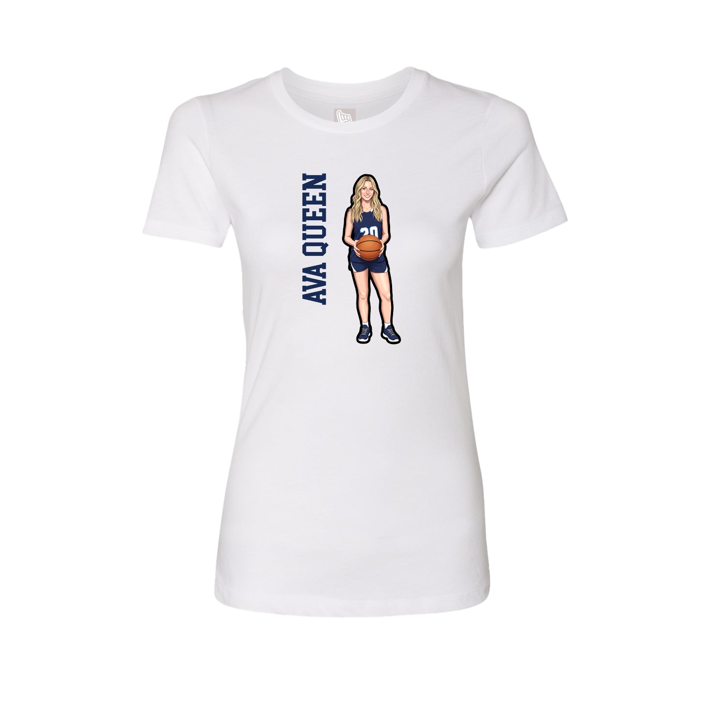 Fitted Women's Tee — Name Vertical in White