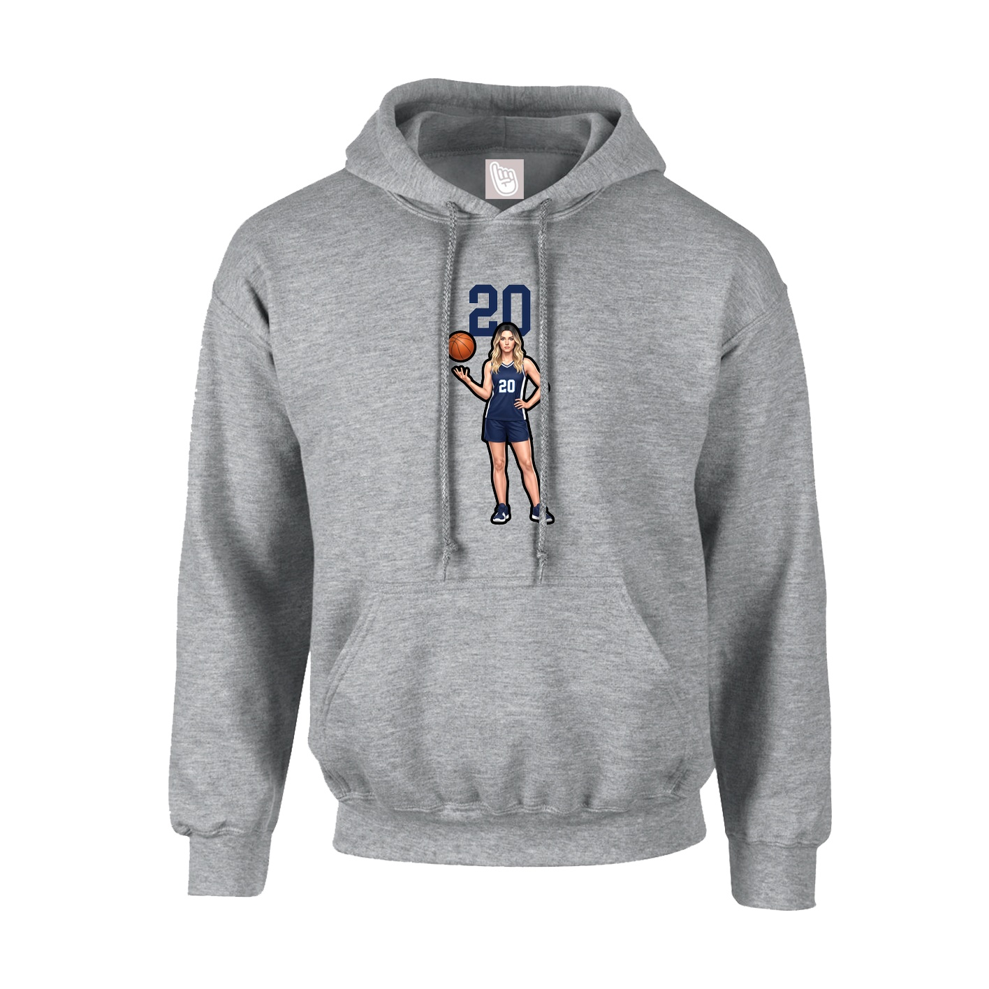 Youth Hoodie — Number Top in Grey